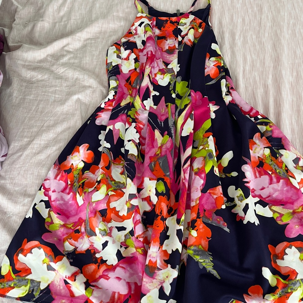 Vince Camuto Halter-neck Sleeveless Floral Dress